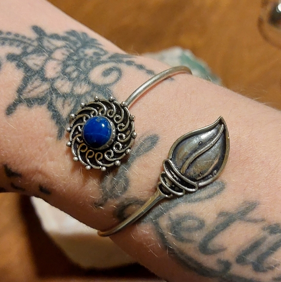 Lapis Lazuli Adjustable Bangle Bracelet - Picture 3 of 4